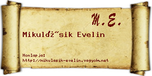 Mikulásik Evelin névjegykártya